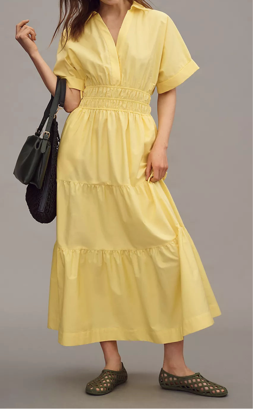 Ciao Yellow Shirt Maxi Dress