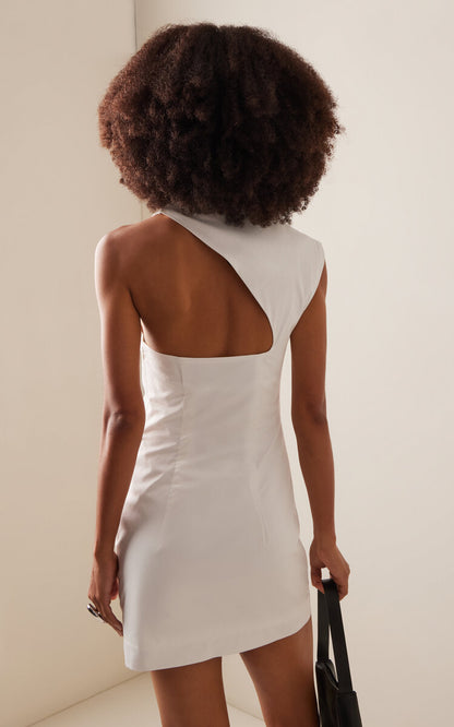 Asymmetric White Cotton Mini Dress - Do & Bee