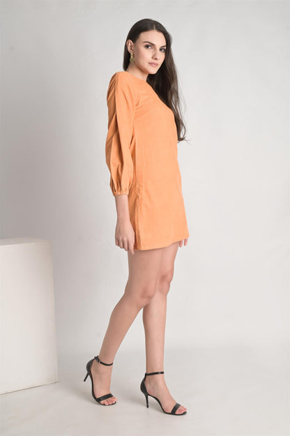 Orange Corduroy Mini Dress - Do & Bee