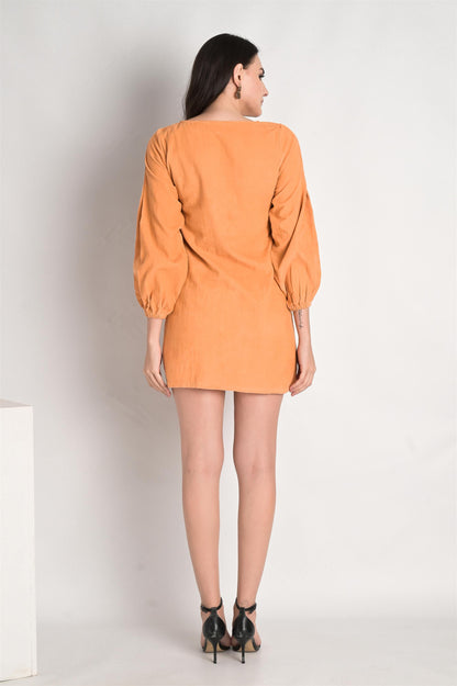 Orange Corduroy Mini Dress - Do & Bee