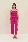 Tie-Detailed Top With Straight Pants