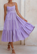 Lilac Strappy Cotton Midi Dress