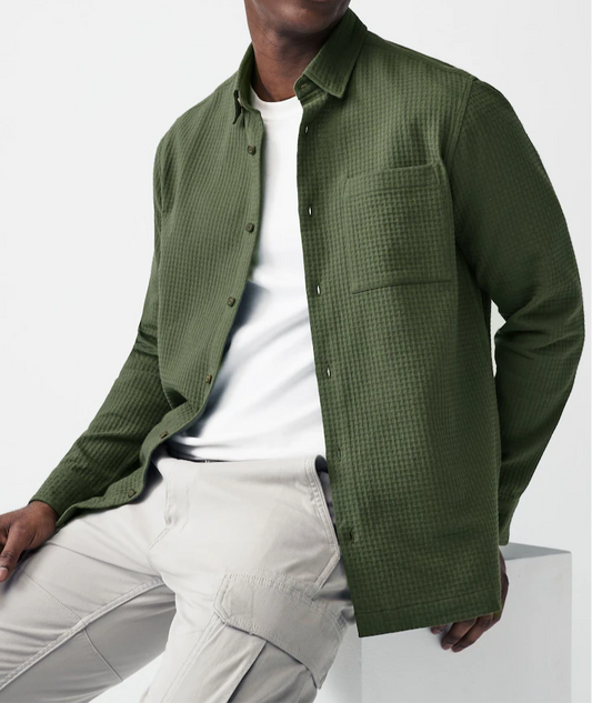 Green Waffle Cotton Shirt