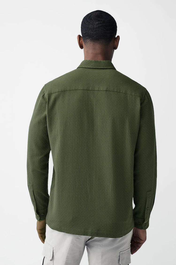 Green Waffle Cotton Shirt