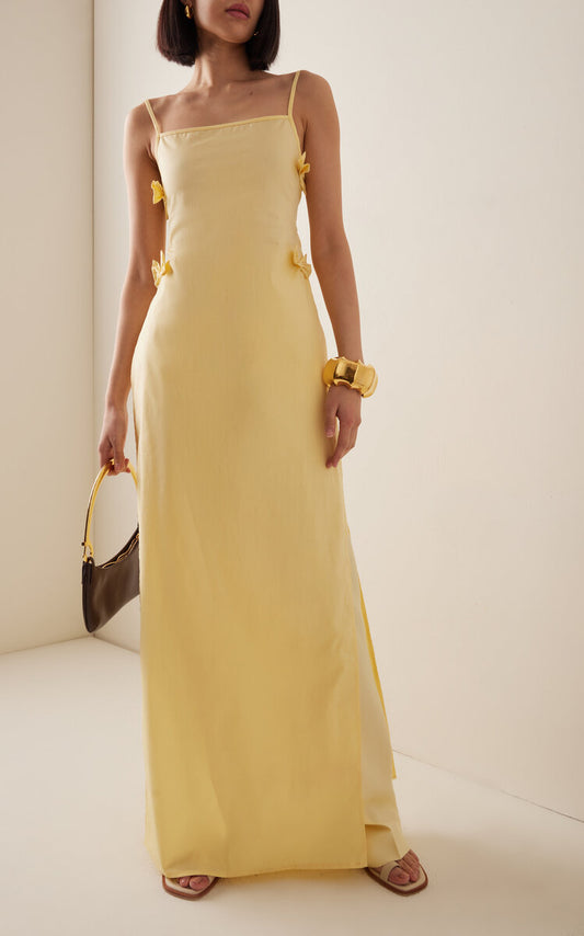 Yellow Side Cut Maxi With Pant Set