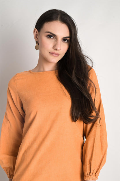 Orange Corduroy Mini Dress - Do & Bee