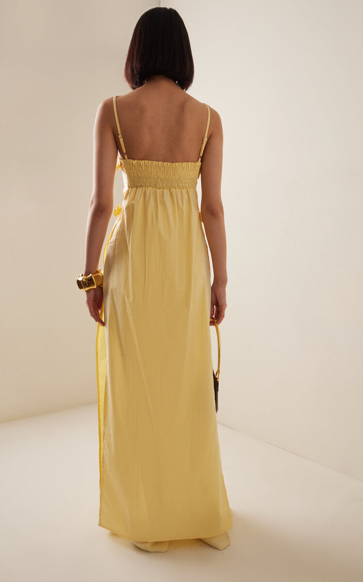 Yellow Side Cut Maxi With Pant Set