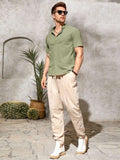 Men's Olive Cotton Half Sleeves Shirt