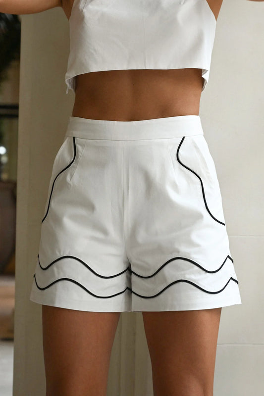 White Scallop Shorts