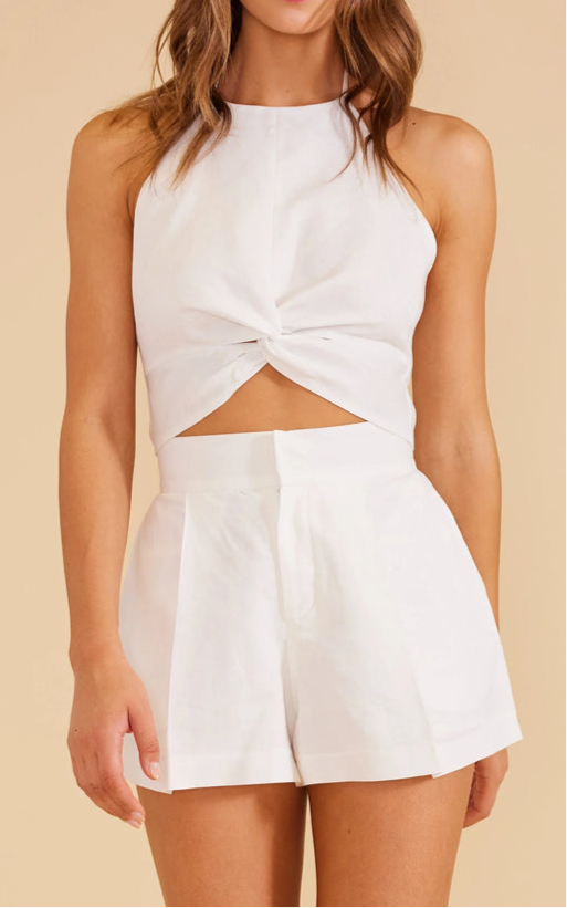 White Tie-knot Top Co-ord Set