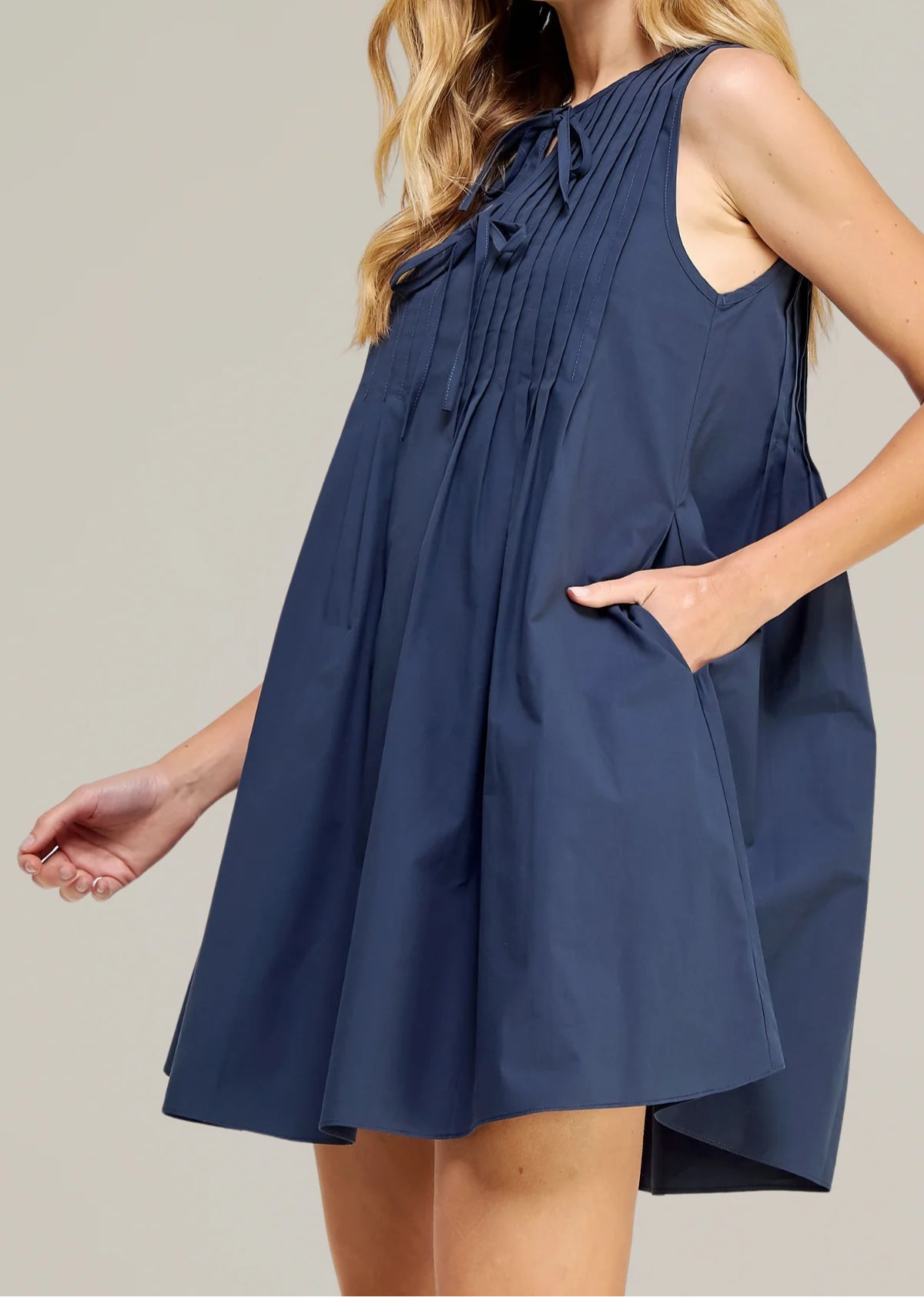 Pin-tuck Mini Dress