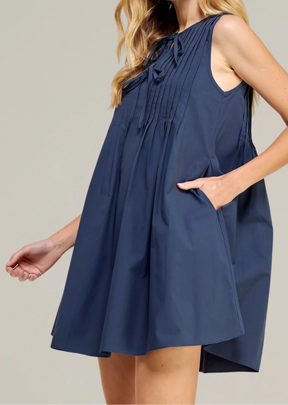 Pin-tuck Mini Dress