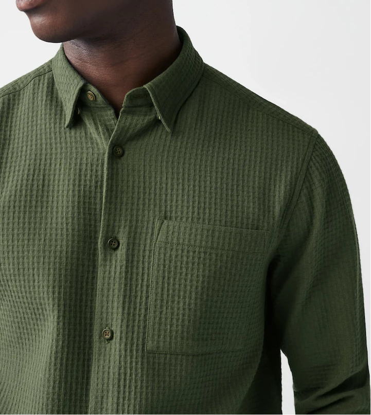 Green Waffle Cotton Shirt