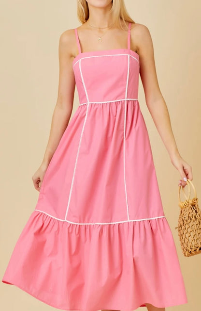 Coral Pink Midi Dress - Do & Bee