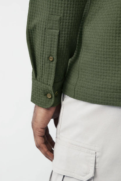 Green Waffle Cotton Shirt - Do & Bee