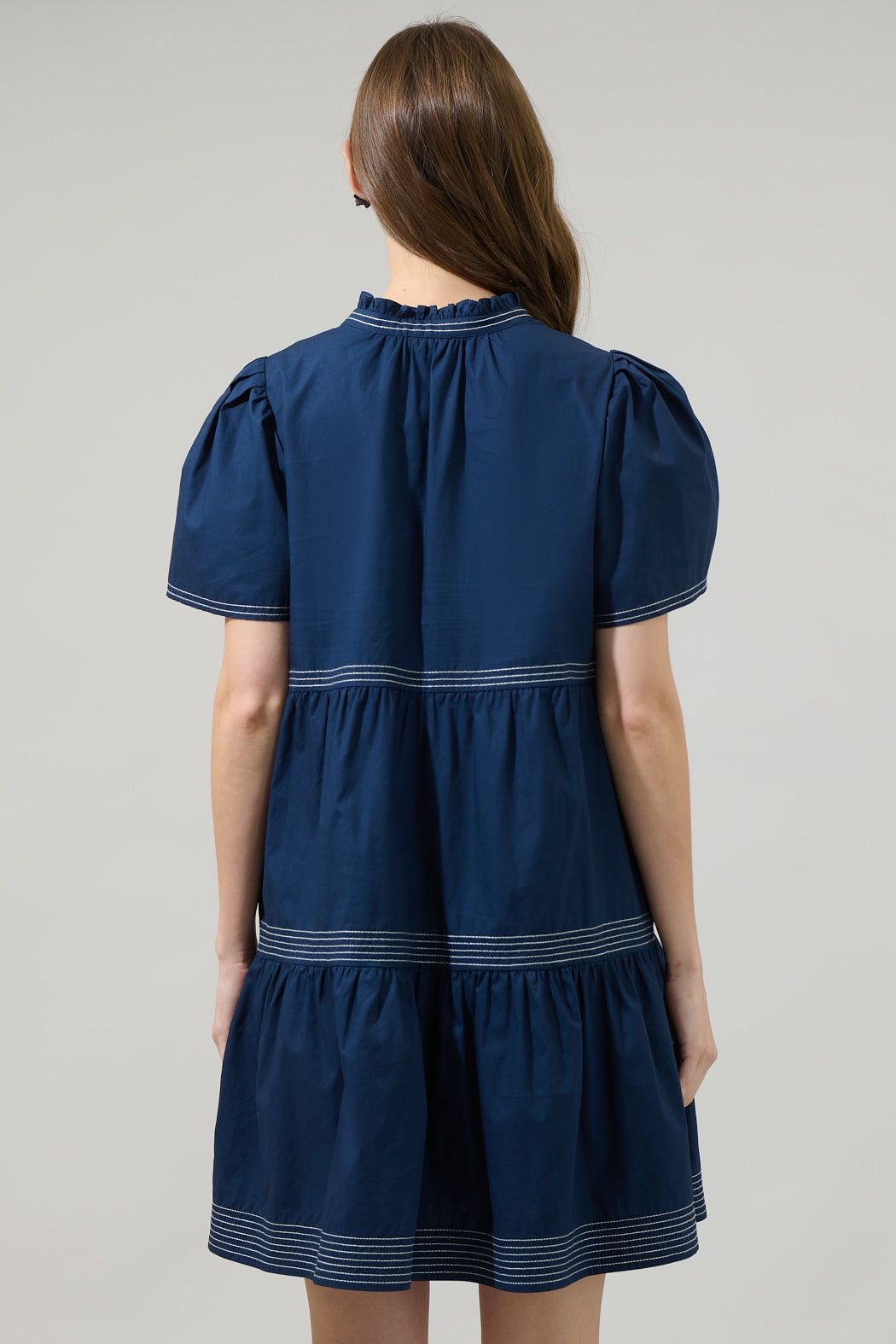 Pretty Poplin Tiered Mini Dress