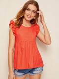 Cotton Ruffled Peplum Top