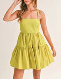 Cotton Open Back Tiered Mini Dress