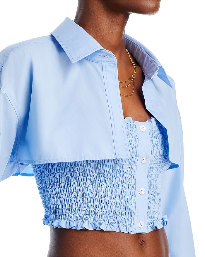 Blue Ruched Top With Shirt