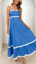 Mollymook Rickrack Trim Blue Maxi Dress