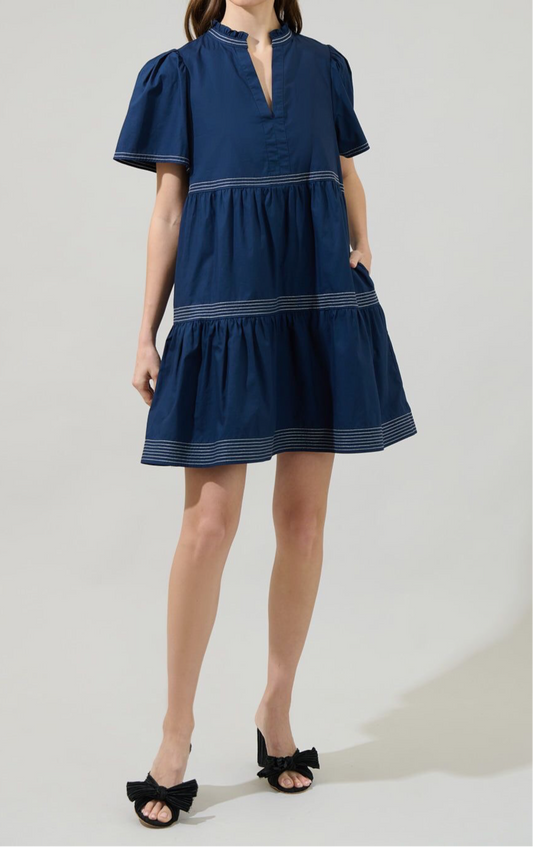 Pretty Poplin Tiered Mini Dress