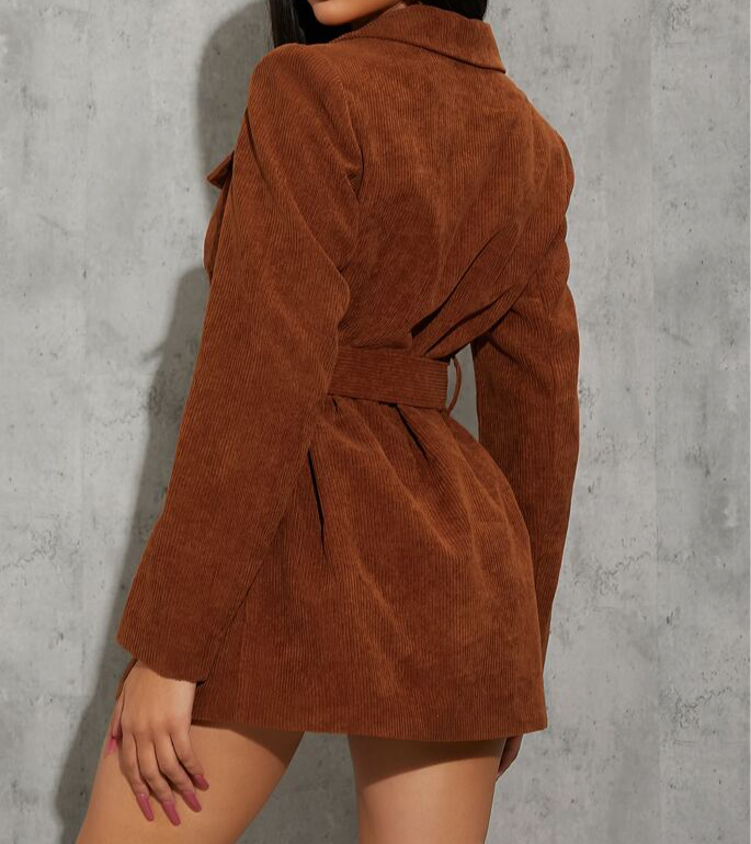 Brown Corduroy Blazer Dress