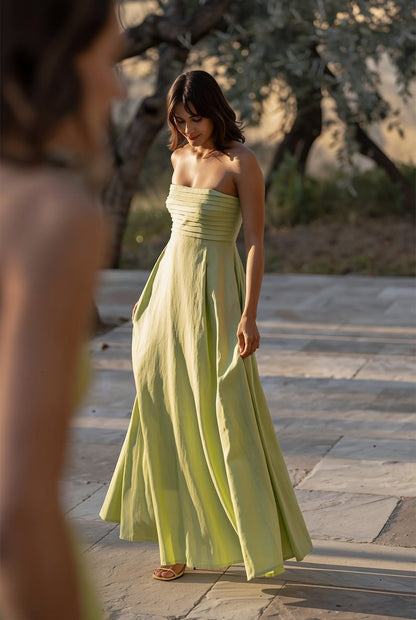 Sea side Cotton Pin-tuck Maxi dress