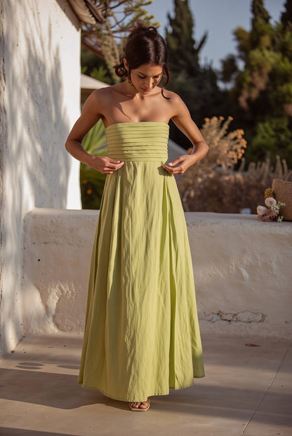 Sea side Cotton Pin-tuck Maxi dress