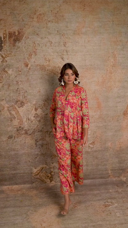 Tropical Relaxed Pink Coord Set